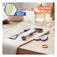 Pack12 Combo Hogar 3 de Limpieza Facial Plastico Morado para Rutina Facial Y+Papel Regalo